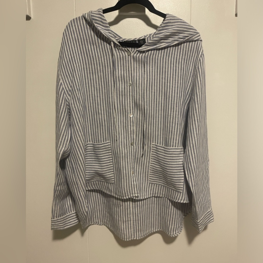 Tahari Women’s Linen Hooded Light Jacket SZ XL